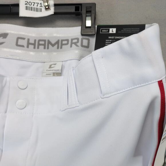 NWT Champro Knicker Baseball Softball Pants Men's L Loose Fit White Red Stripe - Picture 10 of 10